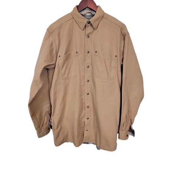 L.L. Bean Snap Up Shirt Shacket Men's Medium Tall Flannel Lined Duck Material - Picture 1 of 5